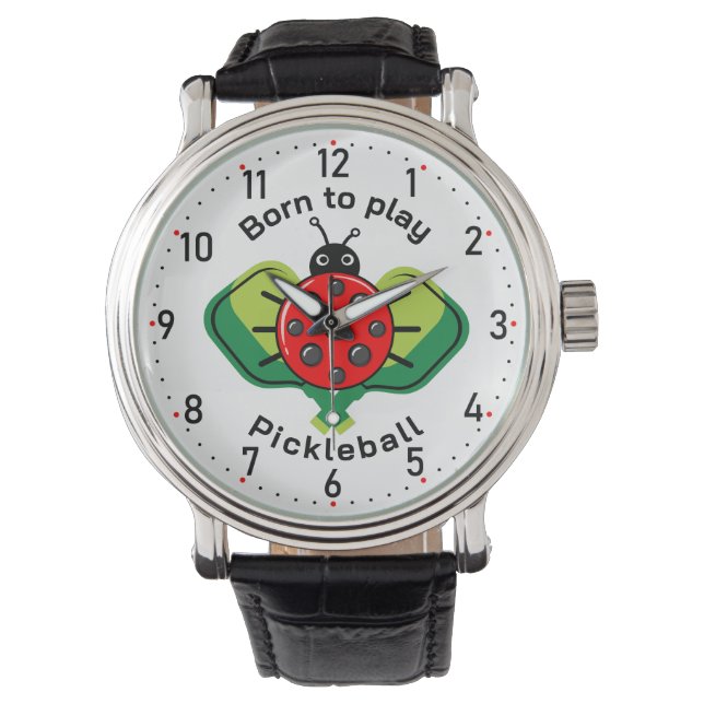 🐞Cute pickleball ladybug white Watch (Front)