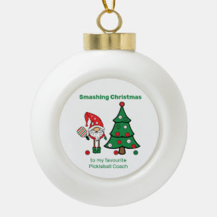 Cute Pickleball Merry Christmas Ceramic Ball Christmas Ornament