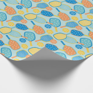 Cute Pickleball Paddles on light blue Wrapping Paper