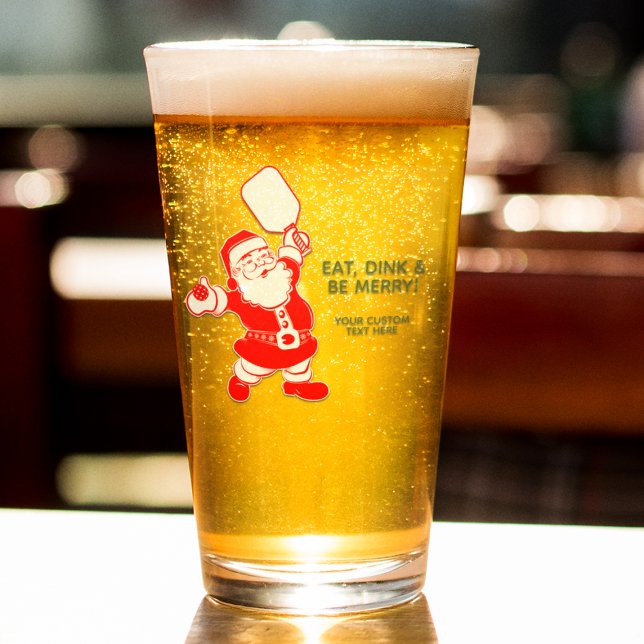 Cute Pickleball Santa Christmas  Glass (Creator Uploaded)