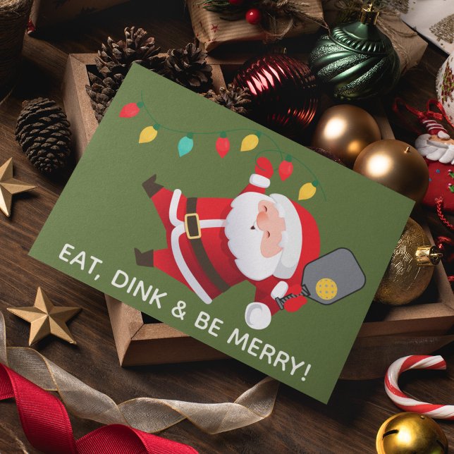 Cute Pickleball Santa Green Christmas Photo  Holiday Card (Creator Uploaded)