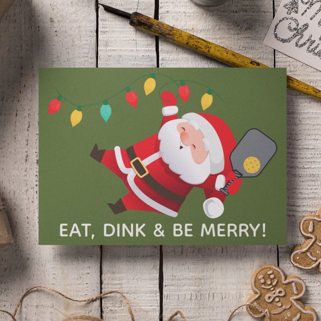 Cute Pickleball Santa Green Christmas Photo  Holiday Card (Creator Uploaded)