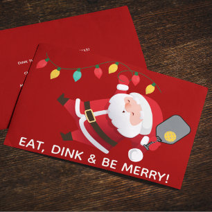 Cute Pickleball Santa Red Christmas Holiday Card