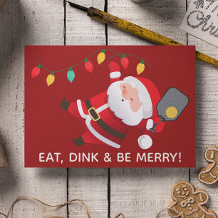 Cute Pickleball Santa Red Christmas Photo  Holiday Card