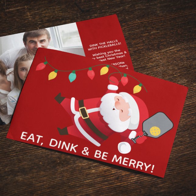 Cute Pickleball Santa Red Christmas Photo  Holiday Card (Creator Uploaded)