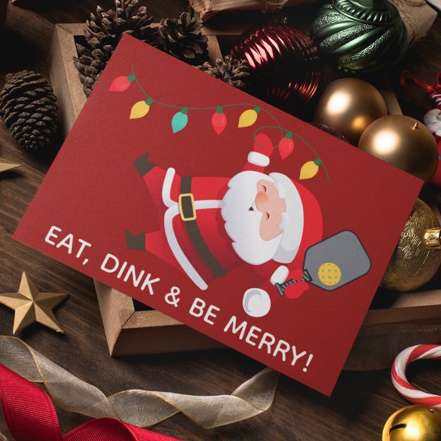 Cute Pickleball Santa Red Christmas Photo  Holiday Card (Creator Uploaded)