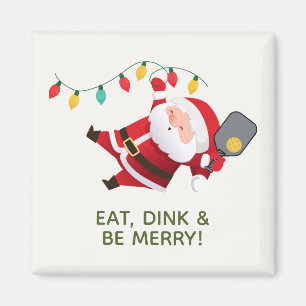 Cute Pickleball Santa White Christmas Magnet