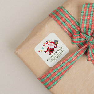 Cute Pickleball Santa White Christmas  Square Sticker