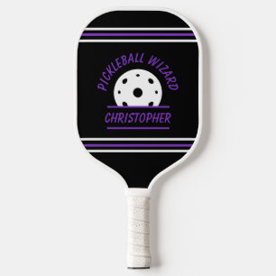 Cute Pickleball Wizard Name Ball Black Purple Pro Paddle