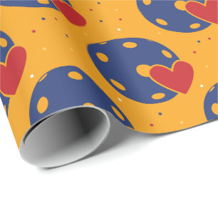 Cute pickleballs with tiny hearts wrapping paper