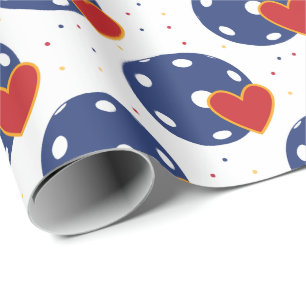 Cute pickleballs with tiny hearts wrapping paper