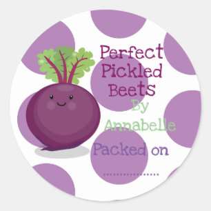Cute pickled beets cartoon illustration label