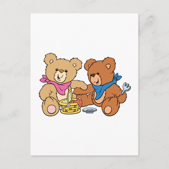 Cute Picnic Bears Postcard (Front)