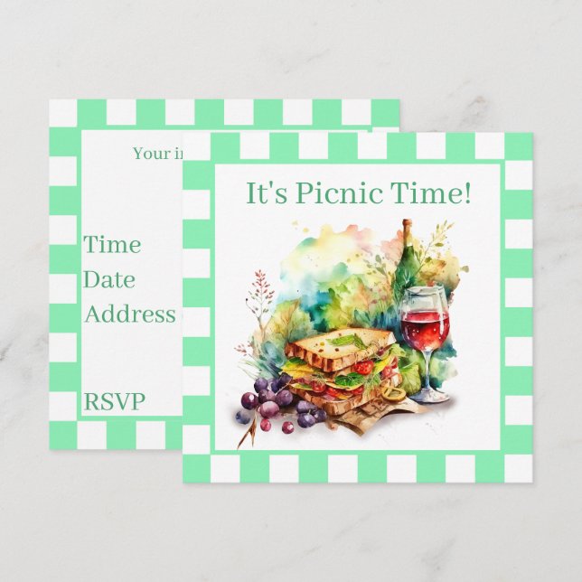 cute picnic party lovers  invitation (Front/Back)