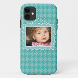 Cute picture frame with blue houndstooth iPhone 11 case