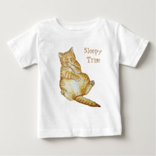 cute picture of ginger cat asleep like kitten baby T-Shirt