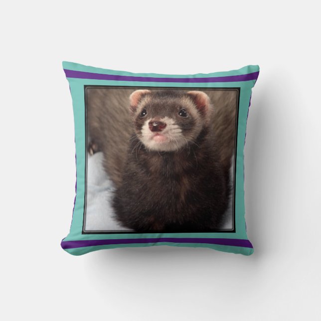 Cute Picture of Sable Ferret Cushion (Front)