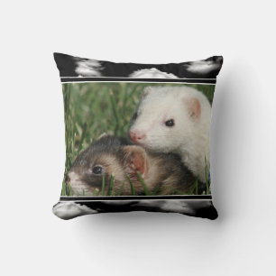 Cute Picture of Sleepy Ferrets Cushion