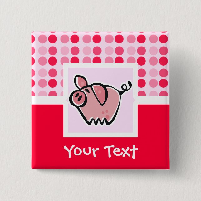 Cute Pig 15 Cm Square Badge (Front)