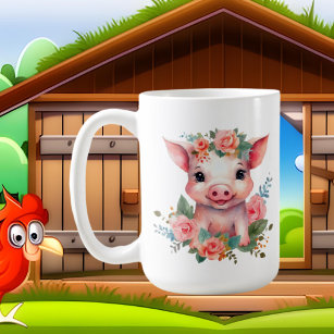 Cute pig add name coffee mug