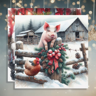Cute Pig and Chicken Christmas Farm Personalised
