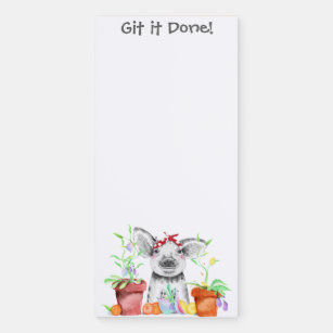 Cute Pig and Flowers To Do List Magnetic Notepad
