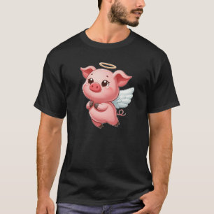 Cute pig angel cartoon halo wings T-Shirt