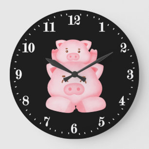 cute pig animal lovers large clock