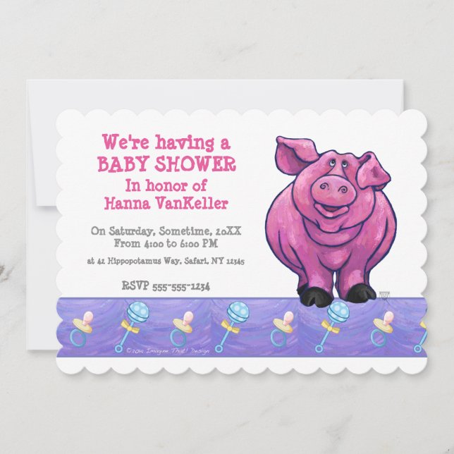 Cute Pig Baby Shower Invitation (Front)