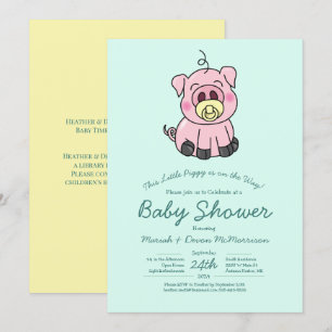 Cute Pig Baby Shower Kawaii Invitation