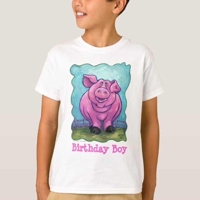 Cute Pig Birthday Boy T-Shirt (Front)