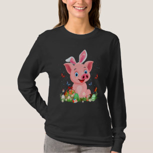 Cute Pig Bunny Egg Hunting Colourful Egg Happy Eas T-Shirt