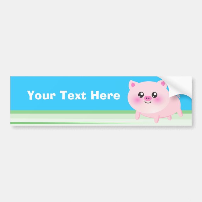 Cute pig cartoon bumper sticker (Front)