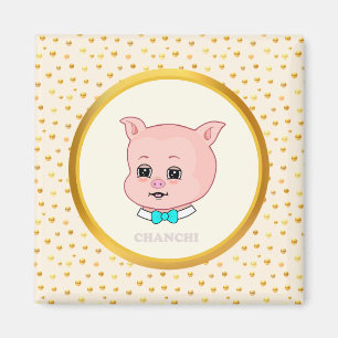 Cute Pig Cartoon Magnet