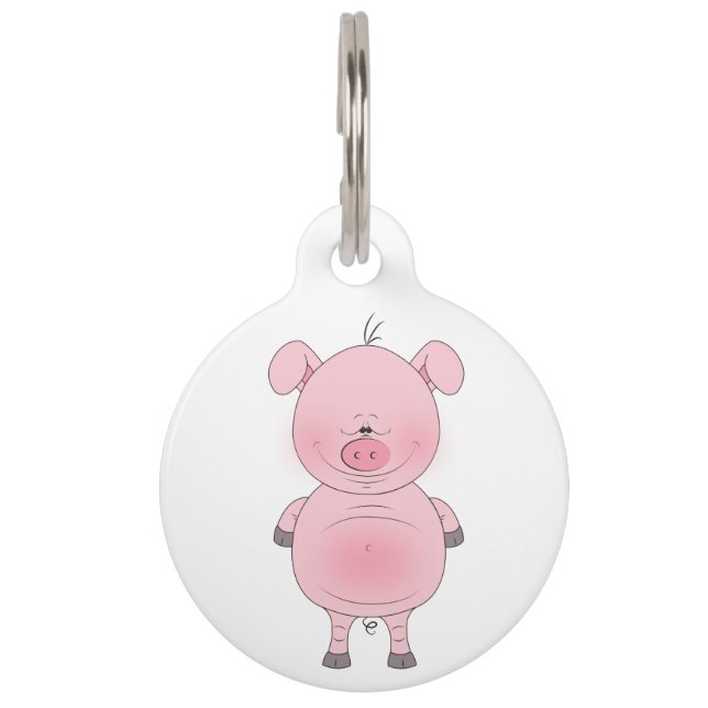 Cute Pig Cartoon Pet Tag (Front)