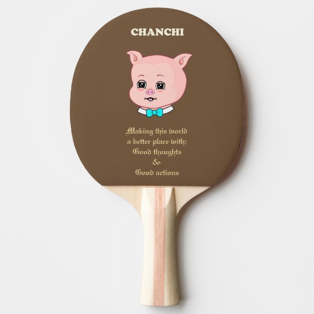Cute Pig Cartoon Ping Pong Paddle (Front)