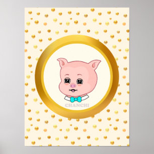 Cute Pig Cartoon Poster