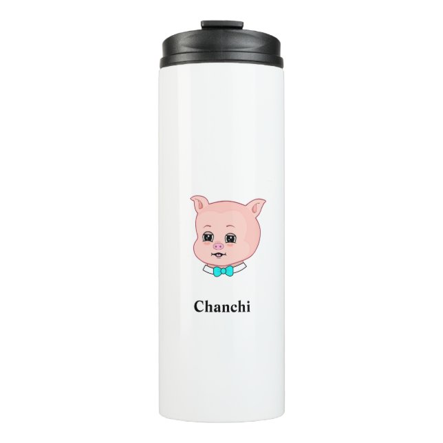 Cute Pig Cartoon Thermal Tumbler (Front)