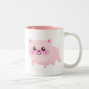 Cute pig cartoon Two-Tone coffee mug