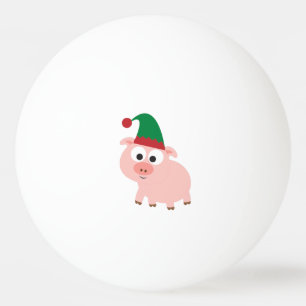 Cute Pig Christmas Elf Ping Pong Ball
