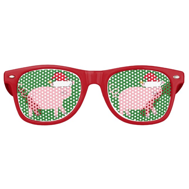 Cute Pig Christmas Retro Sunglasses (Front)