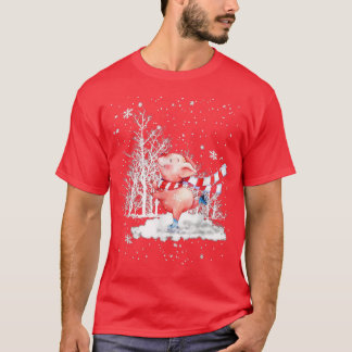 Cute Pig Christmas Tree On Snow Merry Pigmas Pajam T-Shirt