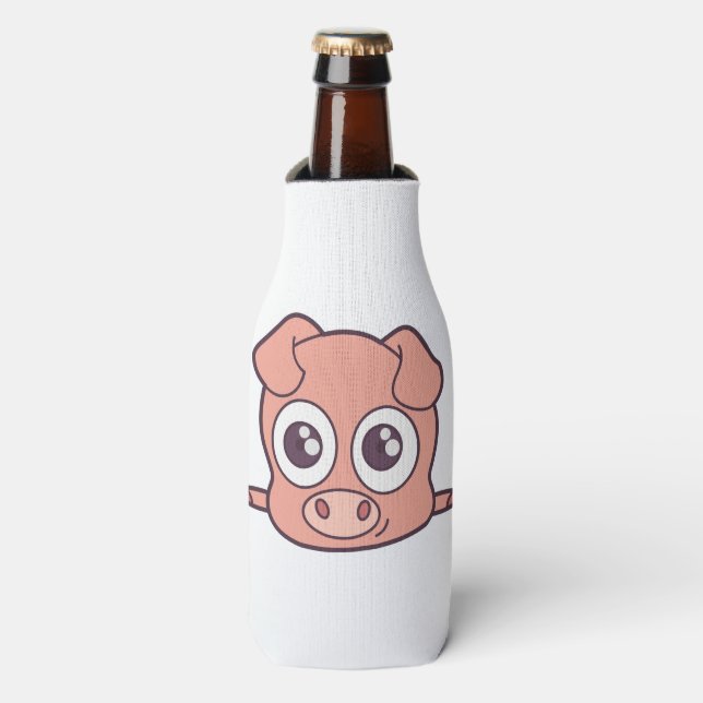 Cute pig clipart bottle cooler (Bottle Front)