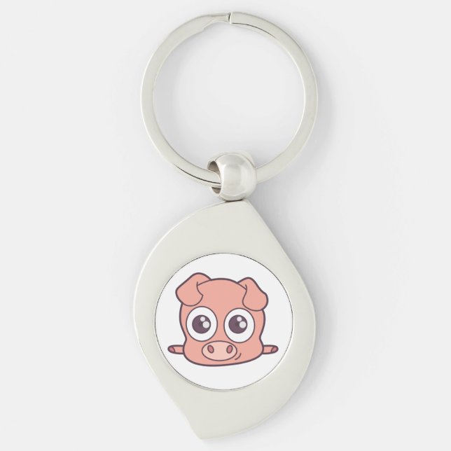 Cute pig clipart key ring (Front)