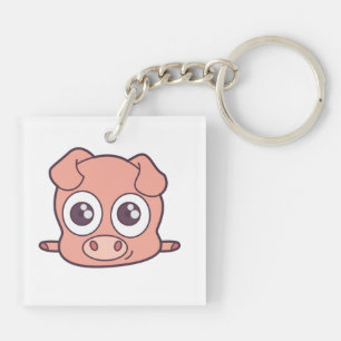 Cute pig clipart key ring