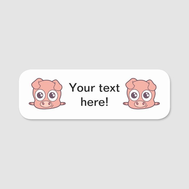 Cute pig clipart name tag (Front)