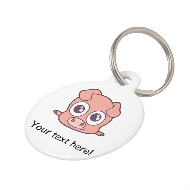 Cute pig clipart pet tag (Side)