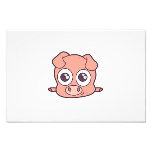 Cute pig clipart photo print