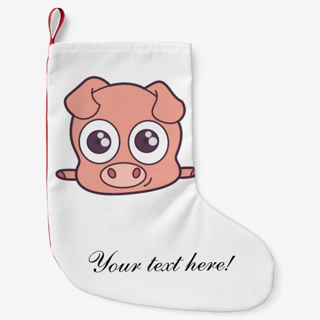 Cute pig clipart small christmas stocking (Front)