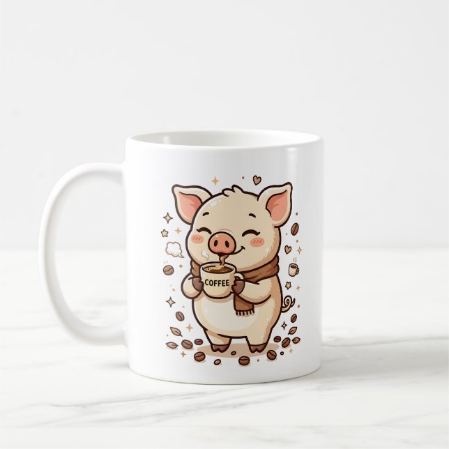 Cute Pig Coffee Lover Mug (Left)